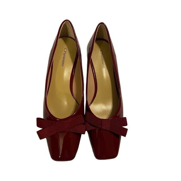 C.PARAVANO Women’s Red Block Heels Size EU 39 US 8 Square Toe Patent Leather New - Picture 1 of 12